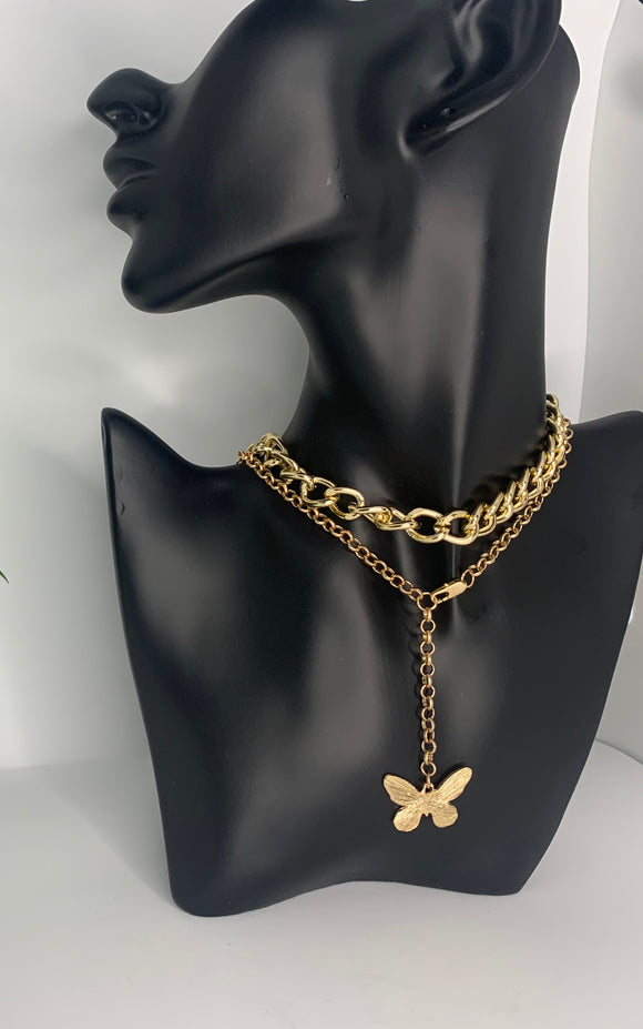 Double Layered Butterfly Necklace